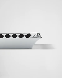 Large square porcelain catchall tray - Checkerboard