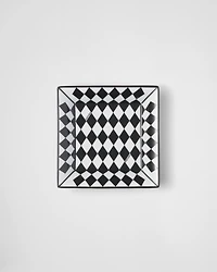 Large square porcelain catchall tray - Checkerboard