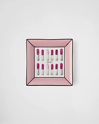 Large square porcelain catchall tray - Lipstick