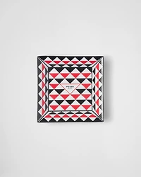 Large square porcelain catchall tray - Triangles