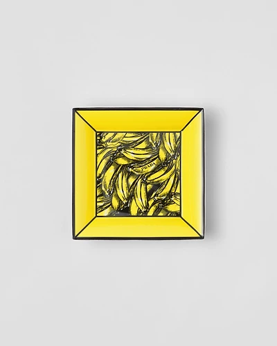 Large square porcelain catchall tray - Banana