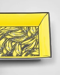 Large square porcelain catchall tray - Banana