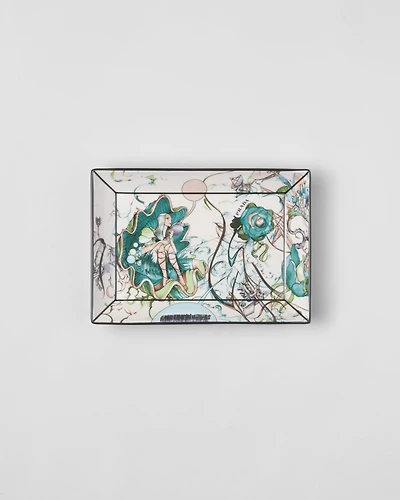 Large rectangular porcelain catchall tray - Florid