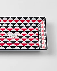 Large rectangular porcelain catchall tray - Triangles