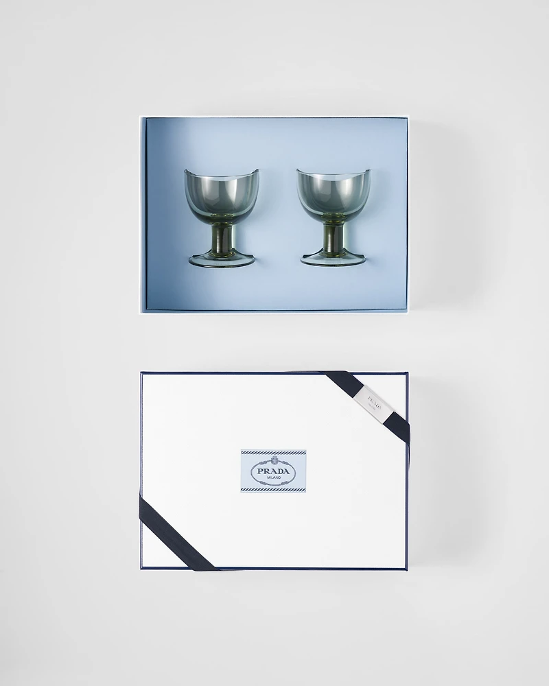 Set of two crystal water glasses