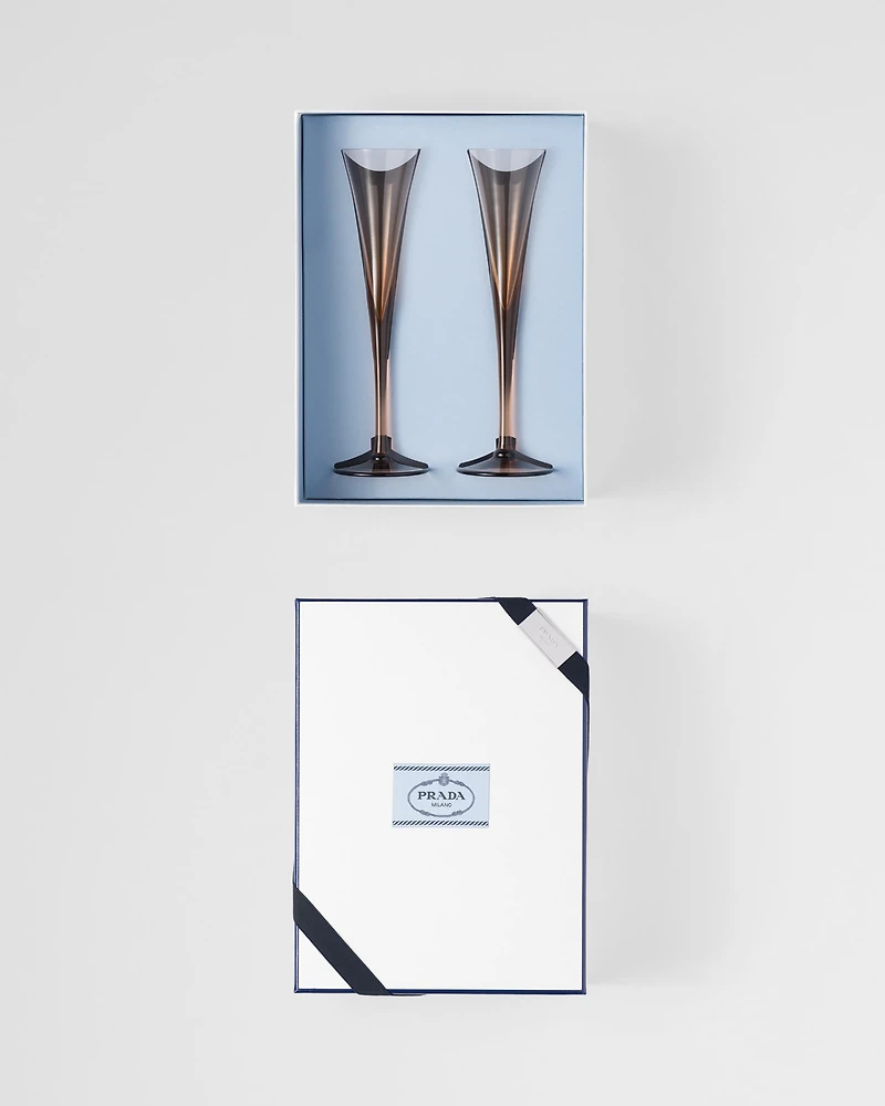 Set of two crystal flutes