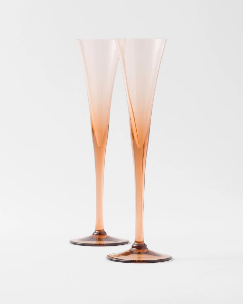 Set of two crystal flutes