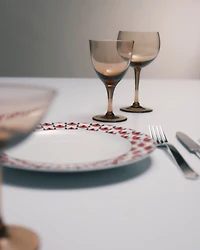 Set of two crystal red wine glasses