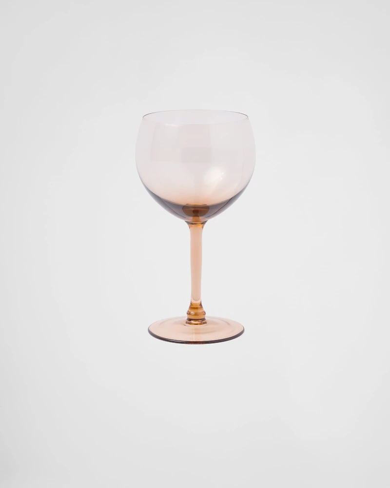 Set of two crystal red wine glasses