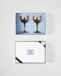 Set of two crystal red wine glasses