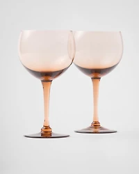 Set of two crystal red wine glasses
