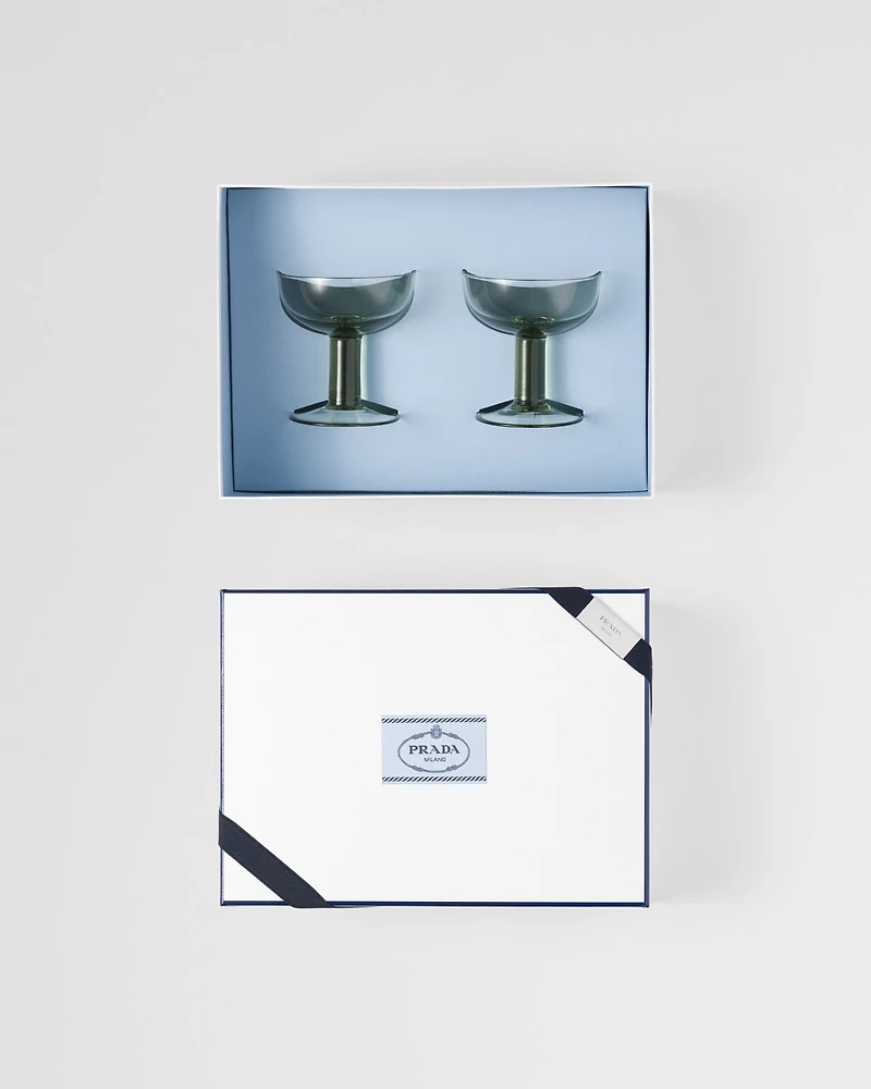 Set of two crystal champagne coupe glasses