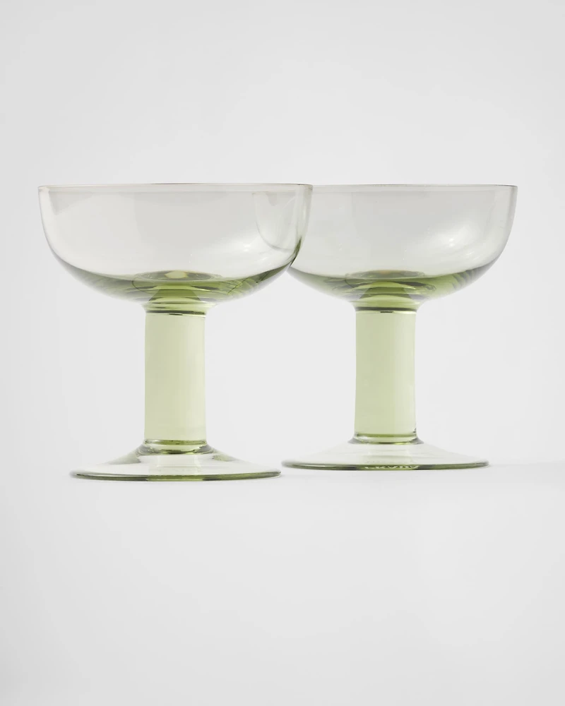 Set of two crystal champagne coupe glasses