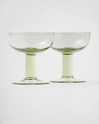 Set of two crystal champagne coupe glasses
