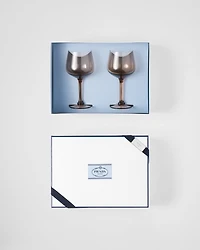 Set of two crystal white wine glasses
