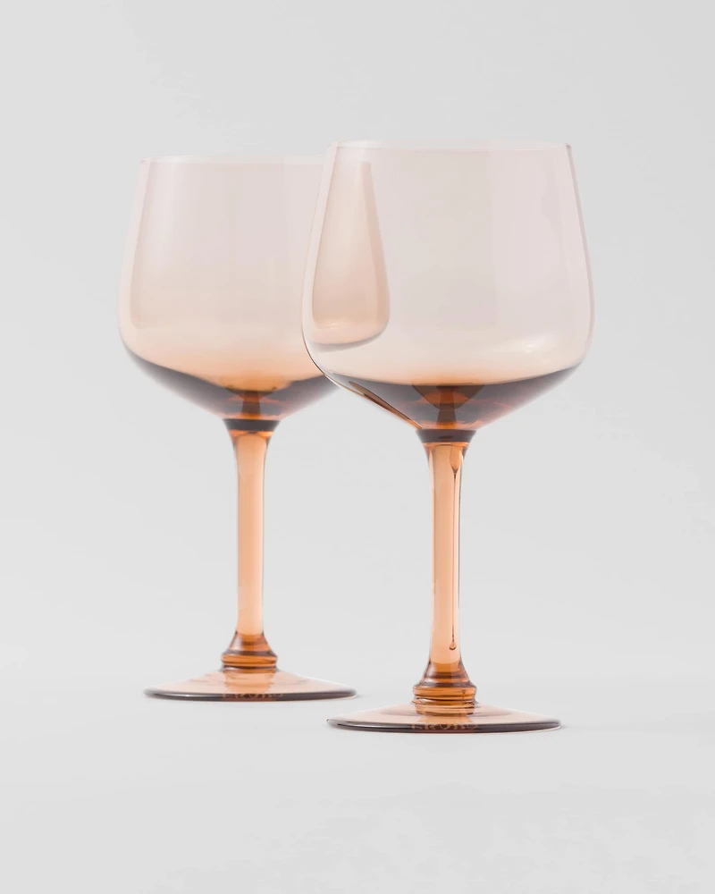 Set of two crystal white wine glasses