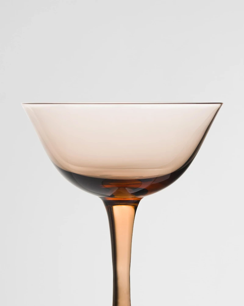 Set of two crystal champagne coupe glasses