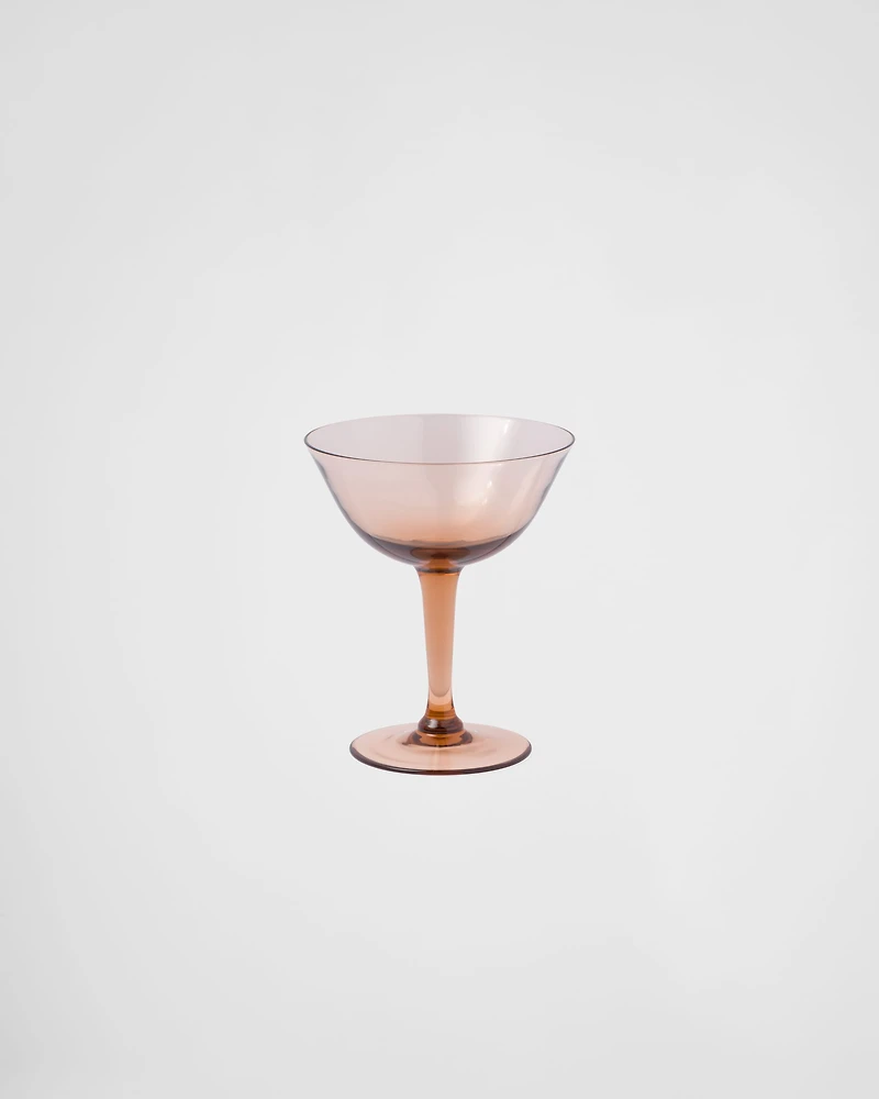 Set of two crystal champagne coupe glasses