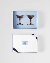 Set of two crystal champagne coupe glasses