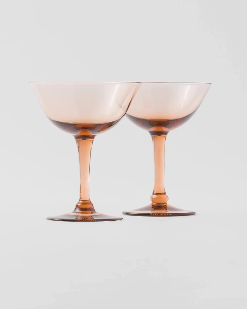 Set of two crystal champagne coupe glasses
