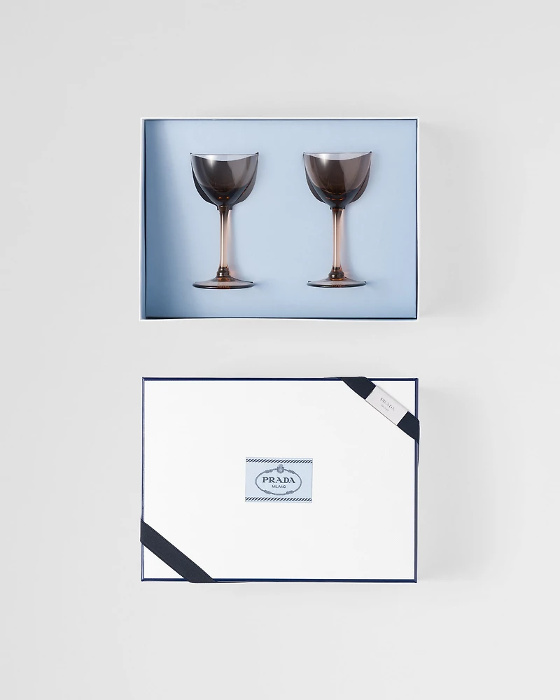 Set of two crystal cocktail glasses