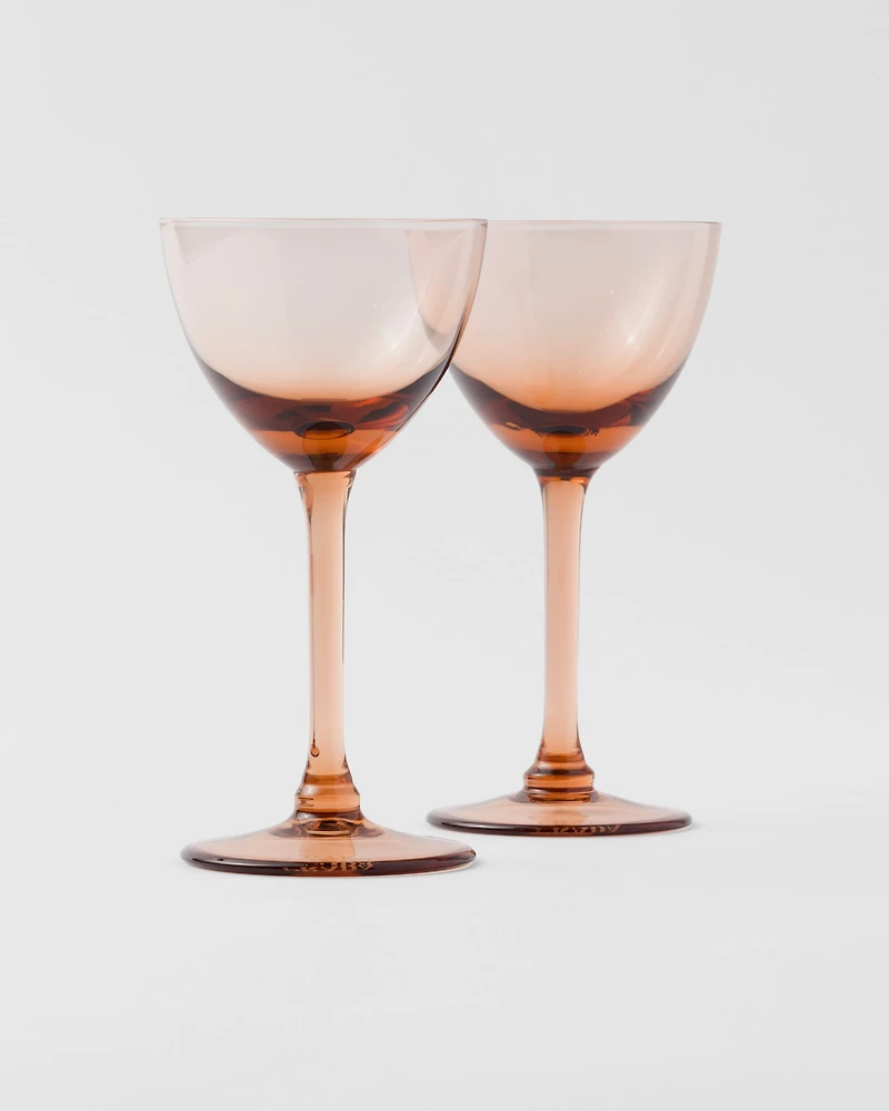 Set of two crystal cocktail glasses