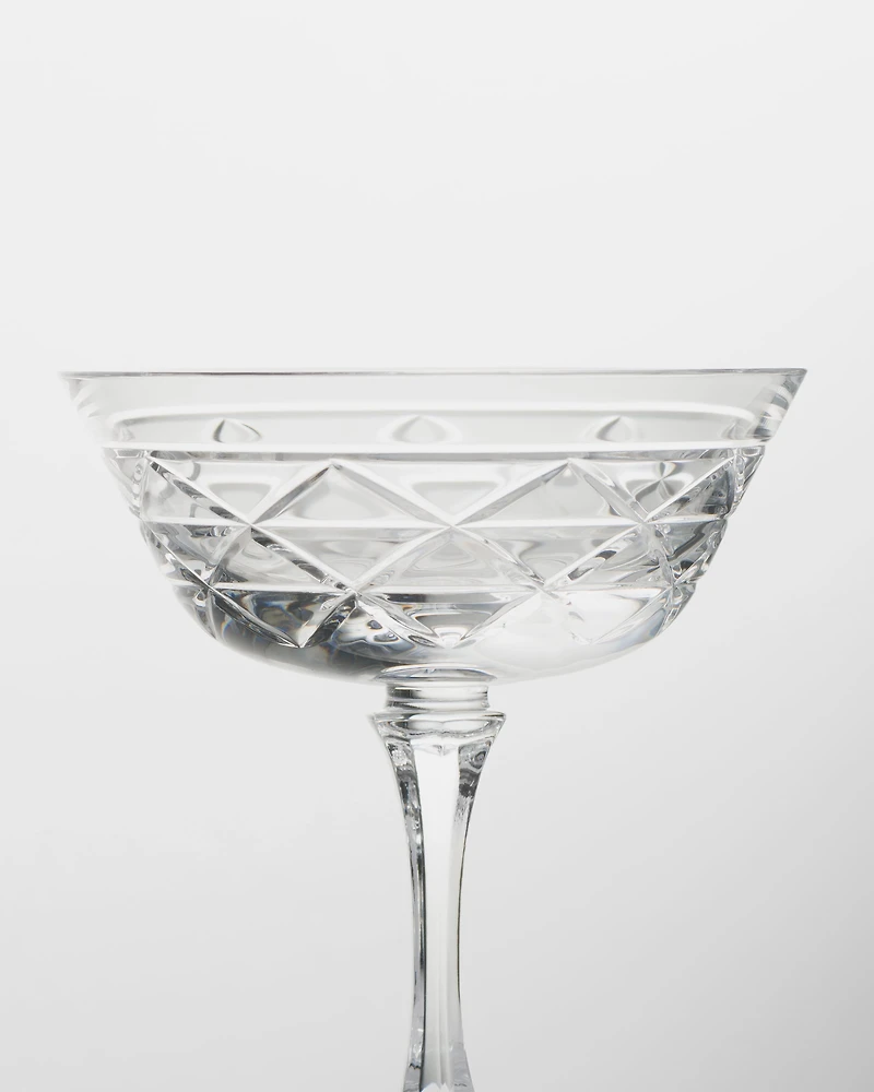 Crystal champagne coupe glass - Triangles