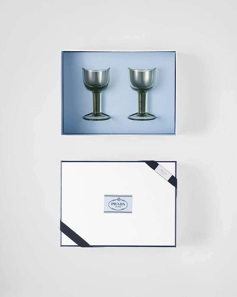 Set of two crystal white wine glasses