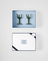 Set of two crystal white wine glasses