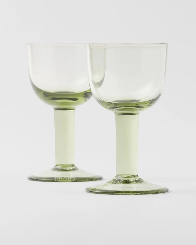Set of two crystal white wine glasses
