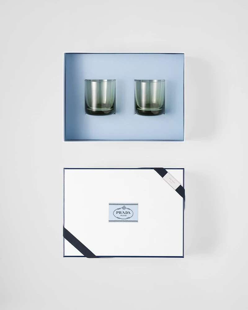 Set of two crystal tumbler glasses