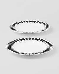 Set of two porcelain dinner plates - Checkerboard