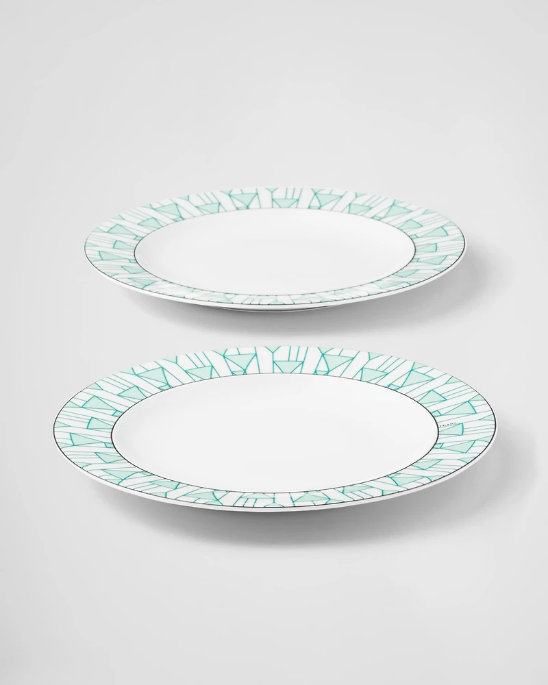 Set of two porcelain dinner plates - Vienna Green