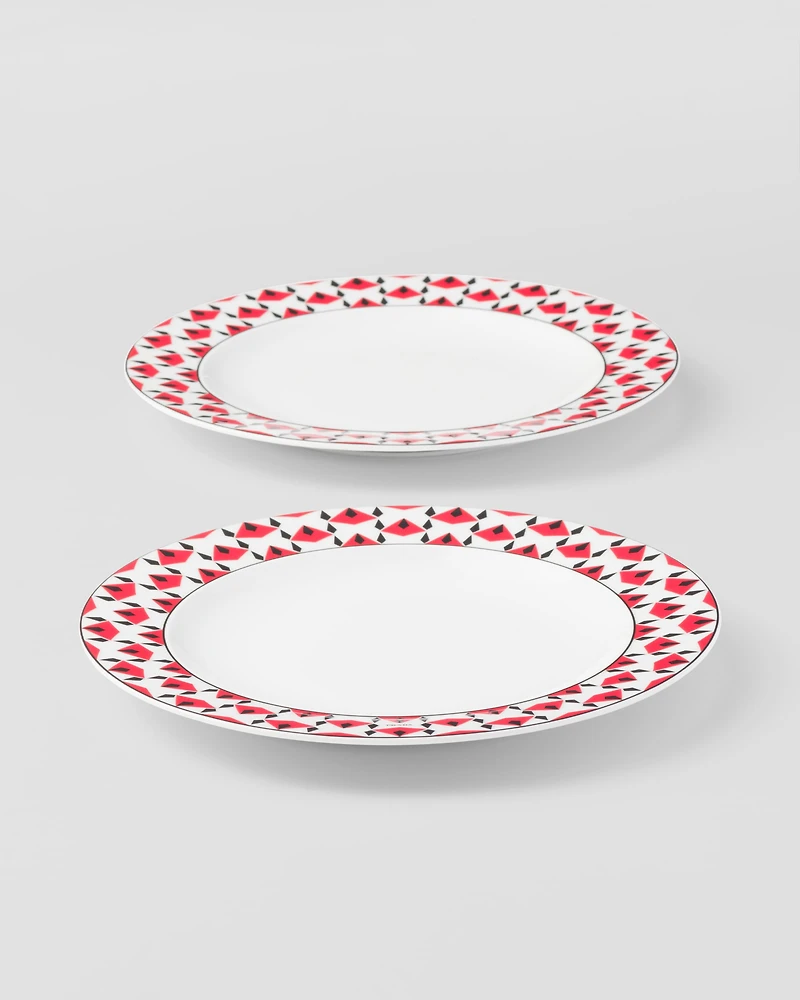 Set of two porcelain dinner plates