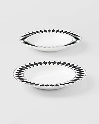 Set of two porcelain soup plates - Checkerboard