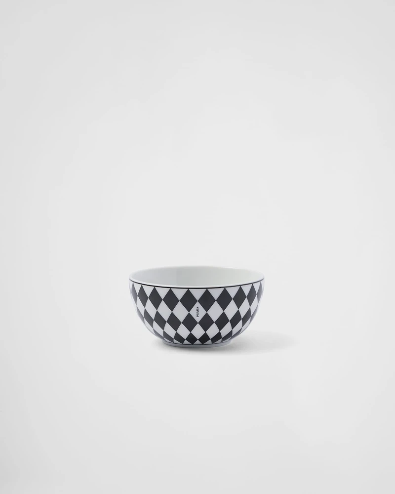 Set of two porcelain rice or cereal bowls - Checkerboard