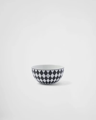 Set of two porcelain rice or cereal bowls  - Checkerboard