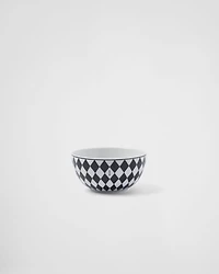 Set of two porcelain rice or cereal bowls  - Checkerboard