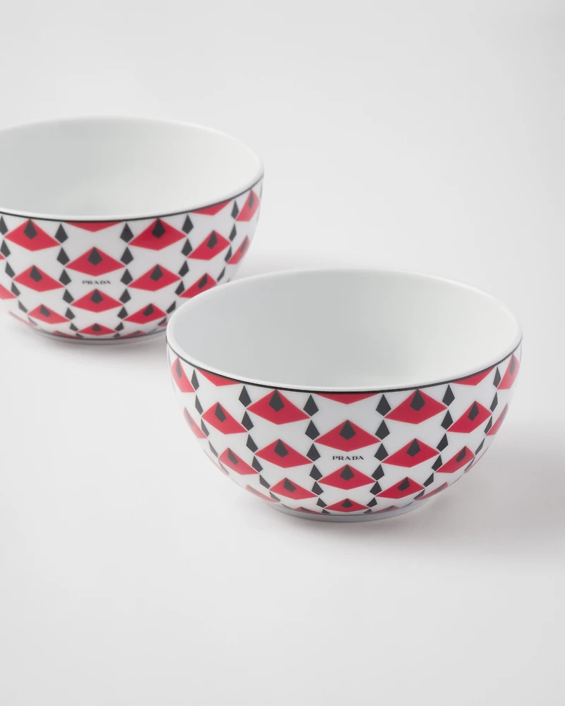 Set of two porcelain rice or cereal bowls