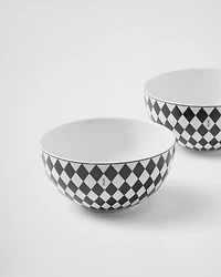Set of two porcelain soup bowls - Checkerboard