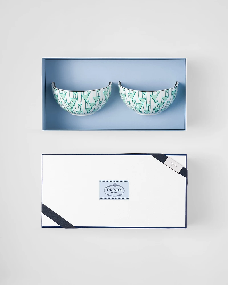 Set of two porcelain soup bowls - Vienna Green