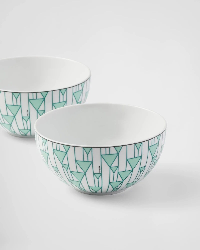 Set of two porcelain soup bowls - Vienna Green