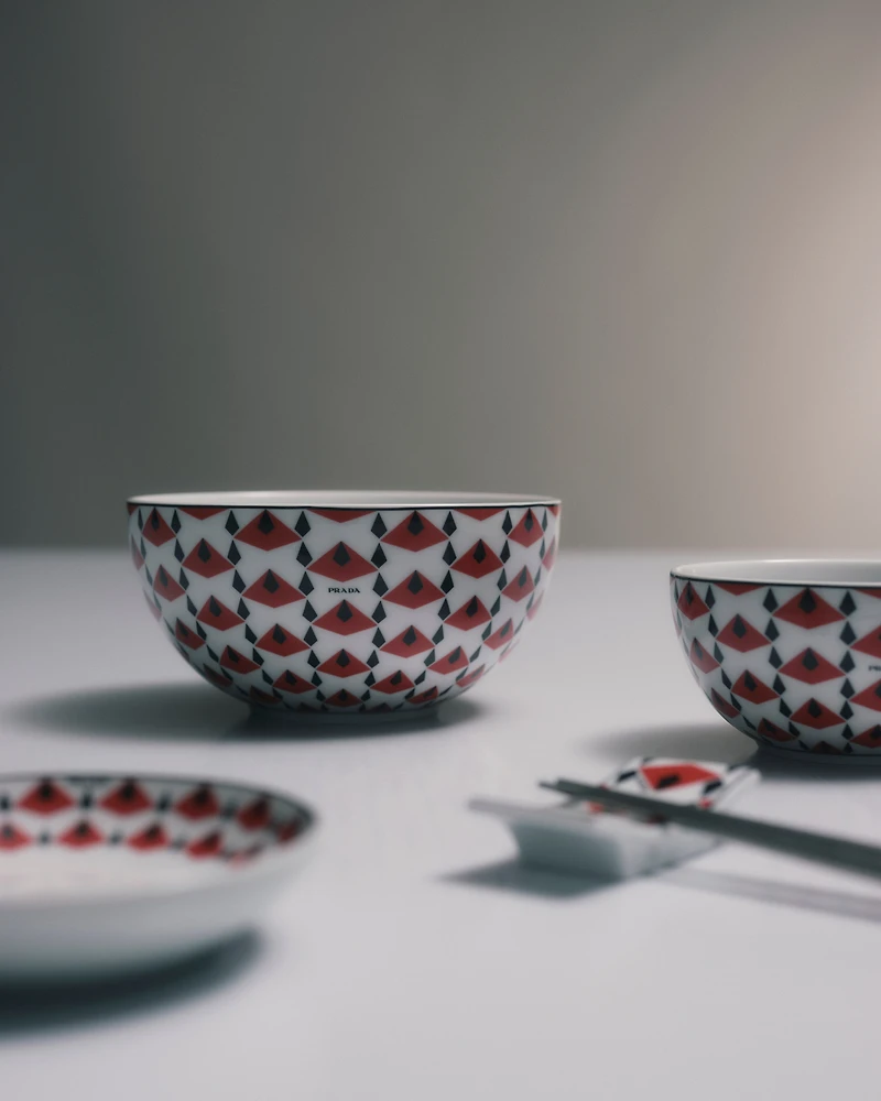 Set of two porcelain soup bowls