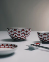 Set of two porcelain soup bowls