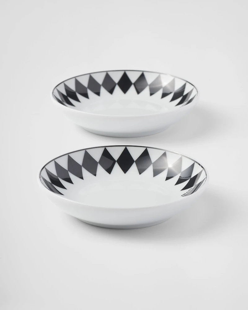 Set of two porcelain sauce bowls - Checkerboard