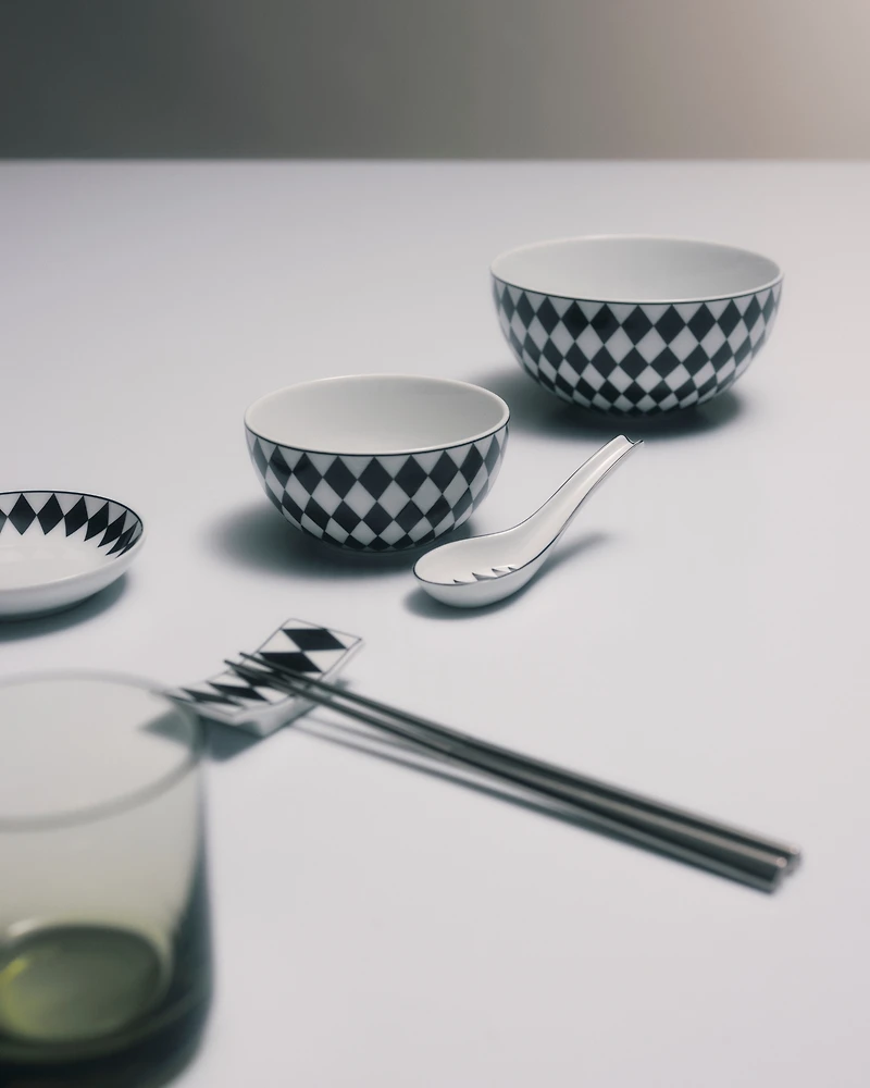 Set of two porcelain spoons - Checkerboard