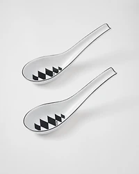 Set of two porcelain spoons - Checkerboard