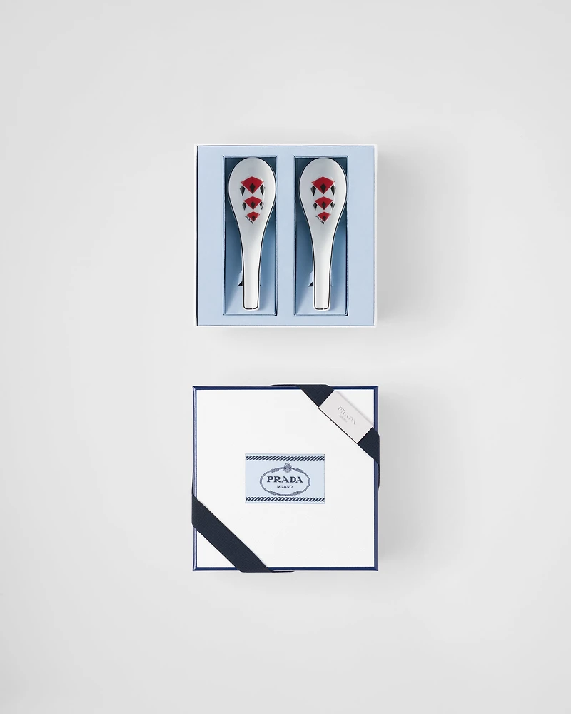 Set of two porcelain spoons
