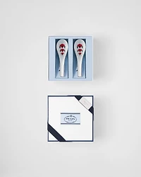 Set of two porcelain spoons