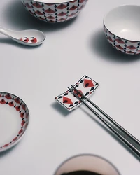 Set of two porcelain chopstick rests